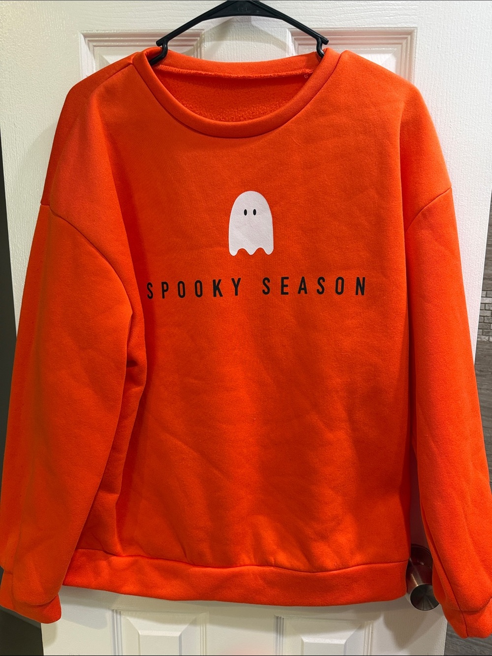 SHEIN Orange "Spooky Season" Ghost Crewneck Sweater